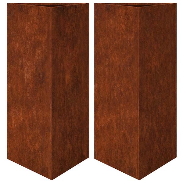 vidaXL Garden Planters 2 pcs Triangular 40x40x75 cm Weathering Steel
