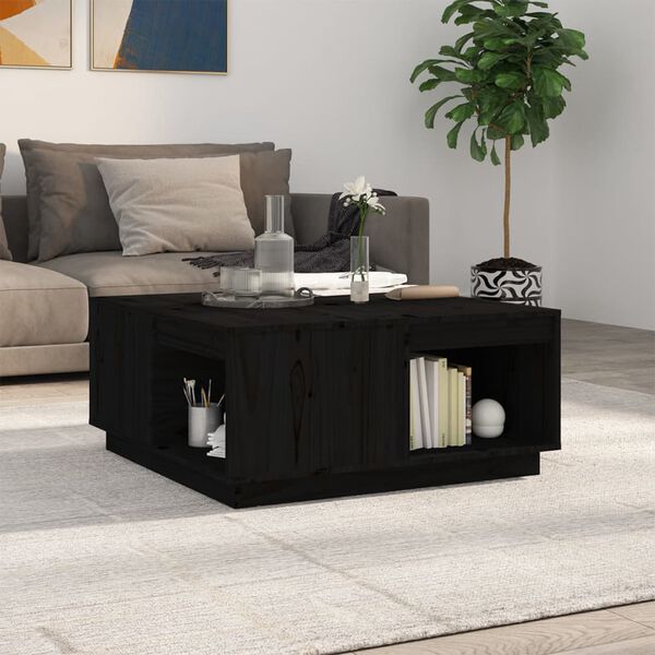 vidaXL Coffee Table Black 80x81x36.5 cm Solid Wood Pine