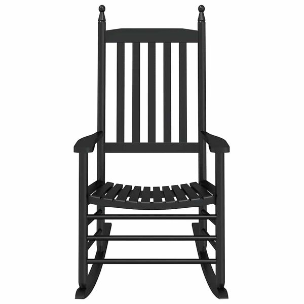 vidaXL Rocking Chair with Curved Seat Black Solid Wood Poplar