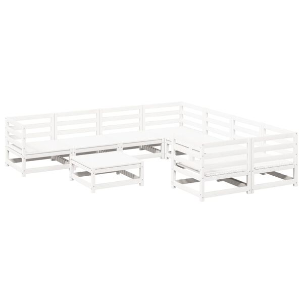 vidaXL 9 Piece Garden Sofa Set White Solid Wood Pine