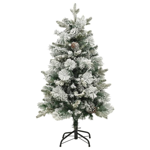 vidaXL Pre-lit Christmas Tree with Flocked Snow&Cones 120 cm PVC&PE
