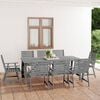 vidaXL 9 Piece Garden Dining Set Grey Solid Acacia Wood