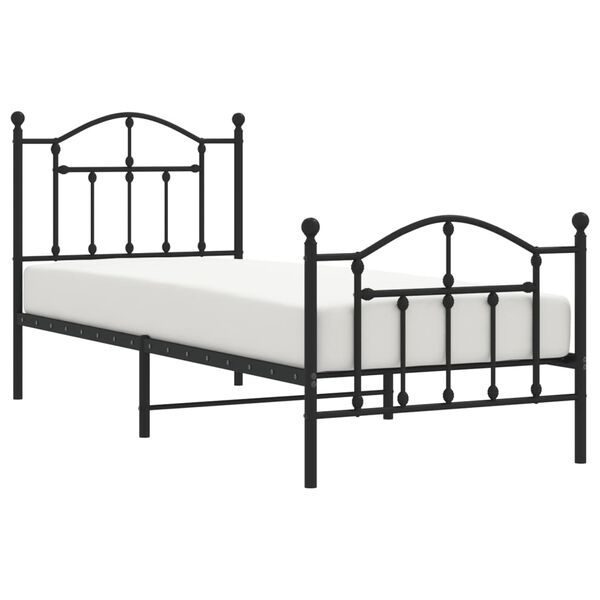 vidaXL Metal Bed Frame without Mattress with Footboard Black 90x200cm