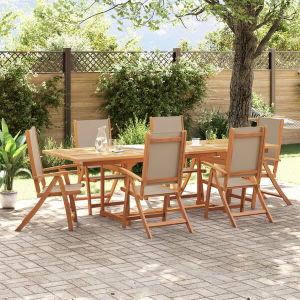 vidaXL 7 Piece Garden Dining Set Solid Wood Acacia and Textilene