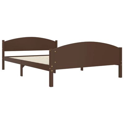 vidaXL Bed Frame Dark Brown Solid Pine Wood 140x200 cm