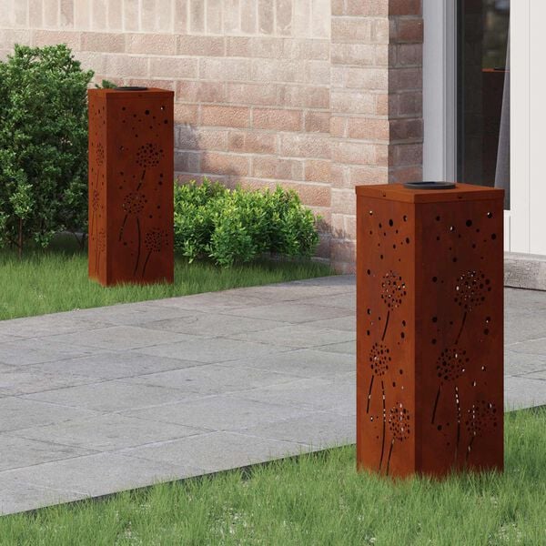 vidaXL Solar LED Pathway Light 2 pcs Corten Steel Corten Steel