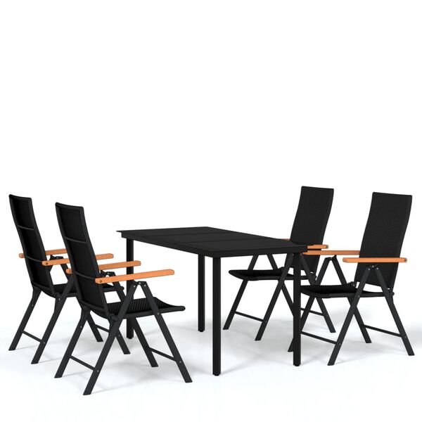 vidaXL 5 Piece Garden Dining Set Black