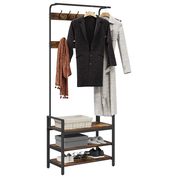 vidaXL Coat Rack Smoked Oak 75 x 34 x 184 cm Engineered wood