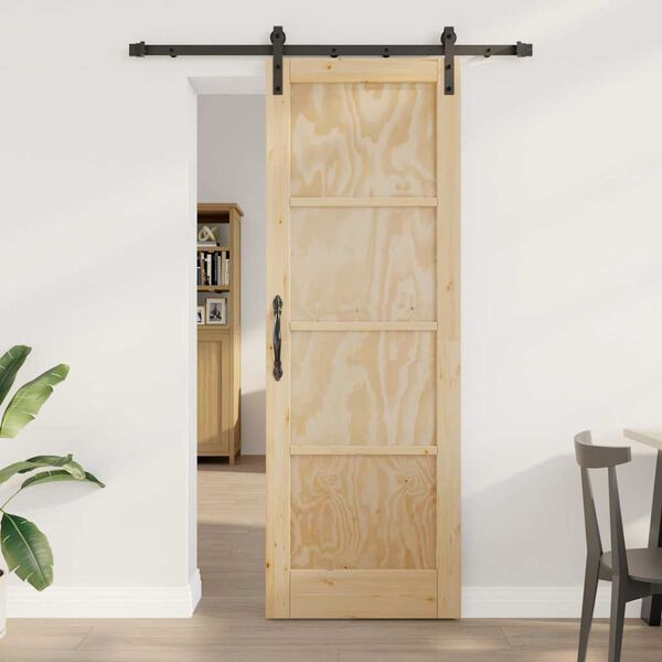 vidaXL Sliding Door Brown 73.5 x 211 cm Solid Pine Wood