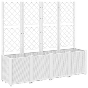 vidaXL Garden Planter with Trellis White 160x40x140 cm PP