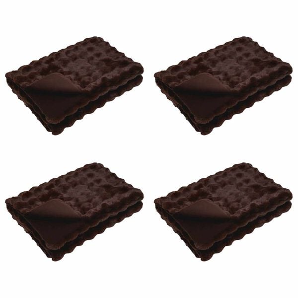 vidaXL Faux Rabbit Fur Blanket 4 pcs Camel 240 x 270 cm Polyester