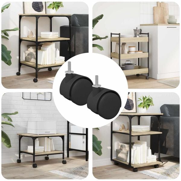 vidaXL Caster 2 pcs Black and Silver 40.1 x 40.1 x 37.8 mm Iron and PP