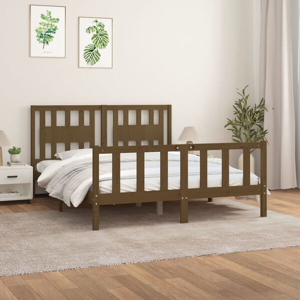 vidaXL Bed Frame without Mattress Honey Brown Solid Wood Pine 160x200 cm