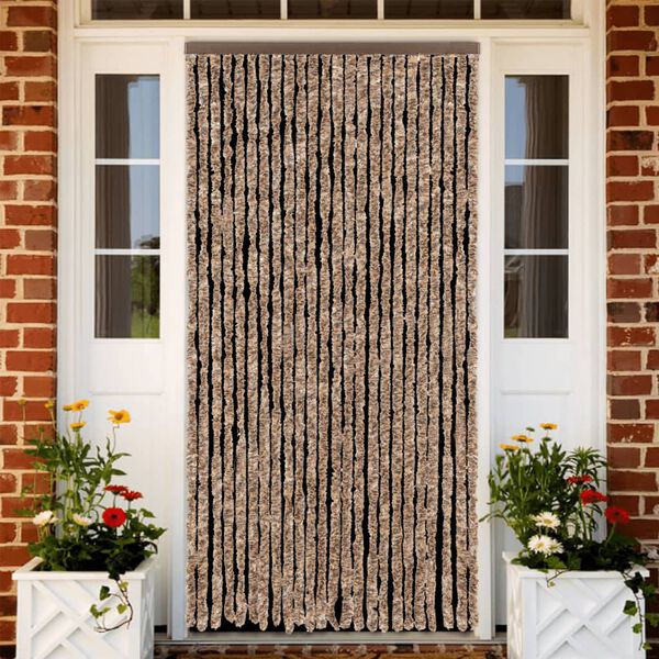 vidaXL Fly Curtain Beige and Dark Brown 100x220 cm Chenille