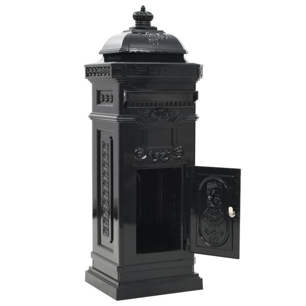vidaXL Pillar Letterbox Aluminium Vintage Style Rustproof Black