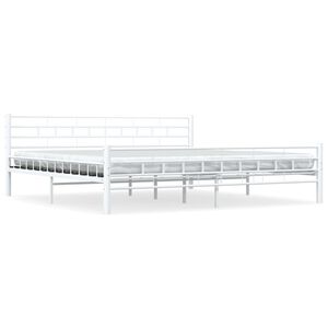 vidaXL Bed Frame White Metal 180x200 cm Super King