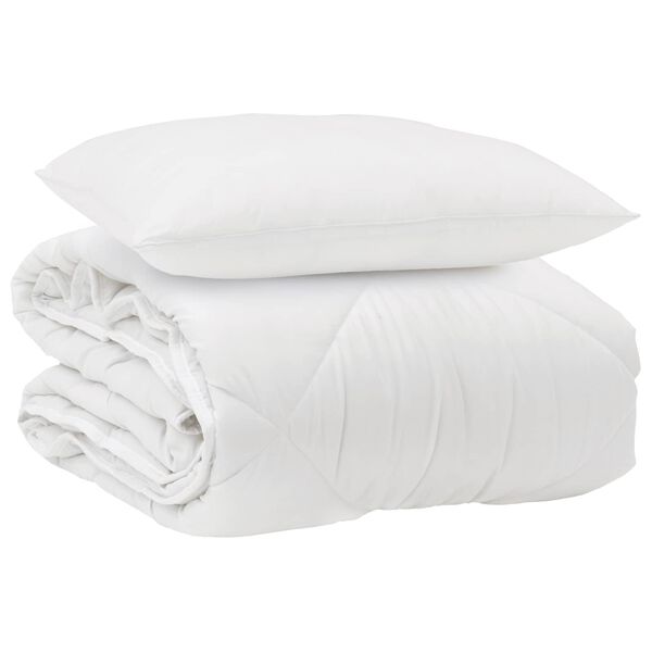 vidaXL All-Season Duvet with Pillow 2 pcs White Microfiber