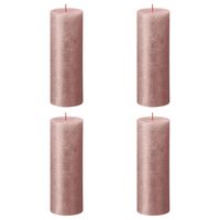Bolsius Rustic Pillar Candles Shimmer 4 pcs 190x68 mm Pink