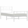 vidaXL Metal Bed Frame without Mattress with Footboard White 90x190cm