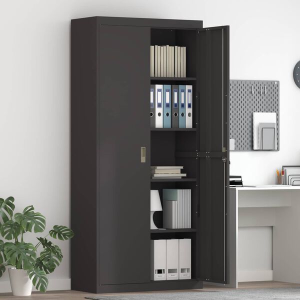 vidaXL Storage Cabinet 2 pcs Black 90 x 40 x 200 cm Steel