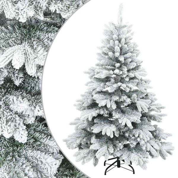 vidaXL Artificial Hinged Christmas Tree Snow Flocked White 150 cm