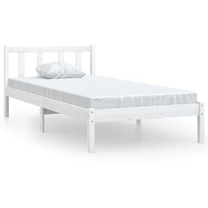 vidaXL Bed Frame without Mattress White Solid Wood Small Single