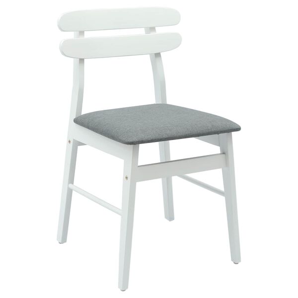 vidaXL Dining Chair 2 pcs White and Grey Solid Rubber Wood