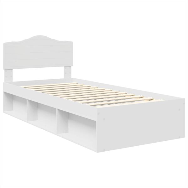 vidaXL Bed Frame with Headboard White 100 x 200 cm Solid Pine Wood