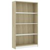 vidaXL 4-Tier Book Cabinet White and Sonoma Oak 80x24x142 cm Engineered Wood