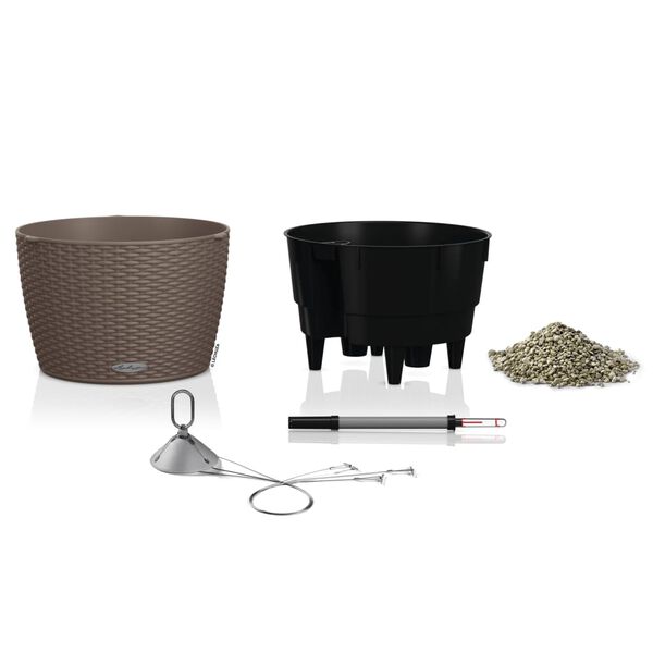 LECHUZA Hanging Planter NIDO Cottage 35 ALL-IN-ONE Sand Brown