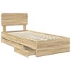 vidaXL Bed Frame with Headboard Sonoma Oak 75 x 190 cm Engineered Wood