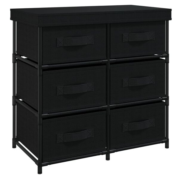 vidaXL Storage Cabinet with 6 Drawers 55x29x55 cm Black Steel