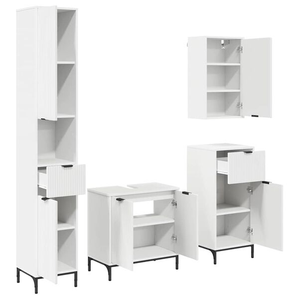 vidaXL Bathroom Furniture Set with Drawer White Engineered wood, Metal