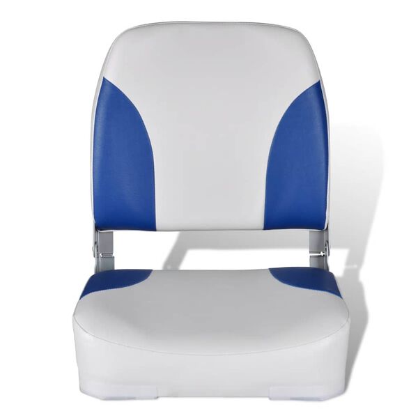 vidaXL Boat Seat Foldable Backrest With Blue-white Pillow 41x36x48cm
