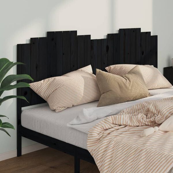vidaXL Bed Headboard Black 206x4x110 cm Solid Wood Pine