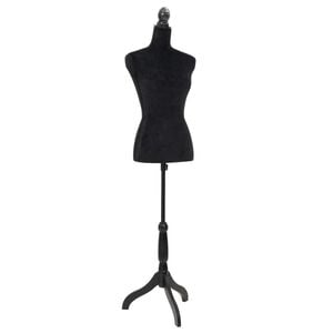 vidaXL Female Mannequin | Black | Polyester, MDF, Solid Wood, Painted Steel