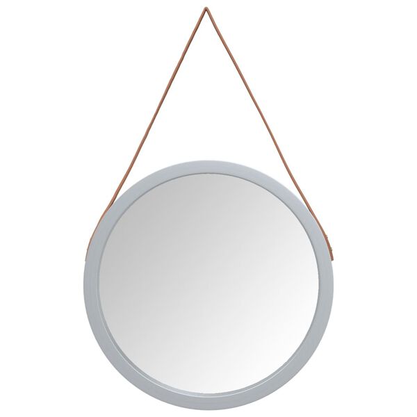 vidaXL Wall Mirror with Strap Silver &Oslash; 55 cm