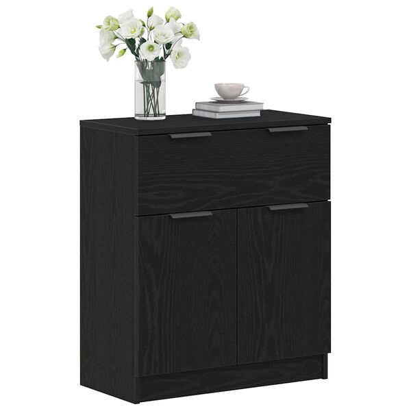 vidaXL Sideboard with Drawer Black Oak 60 x 30 x 70 cm Engineered Wood