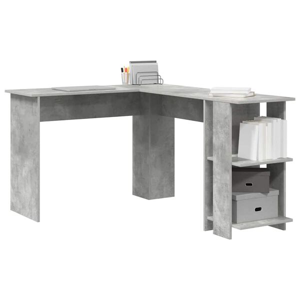 vidaXL Corner Desk Concrete Grey 140 x 113.5 x 75 cm Engineered Wood