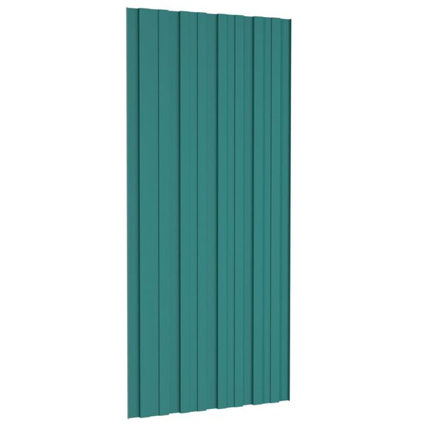 vidaXL Roof Panels 12 pcs Galvanised Steel Green 100x45 cm