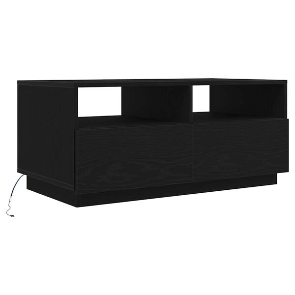 vidaXL Coffee Table with LED Lights Black Oak 90x49x40 cm