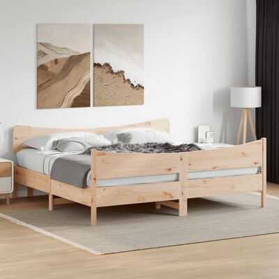 vidaXL Bed Frame with Headboard 200x200 cm Solid Wood Pine
