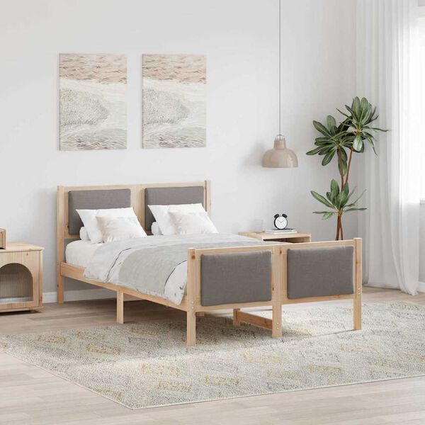 vidaXL Bed Frame with Headboard Taupe 120 x 200 cm Fabric