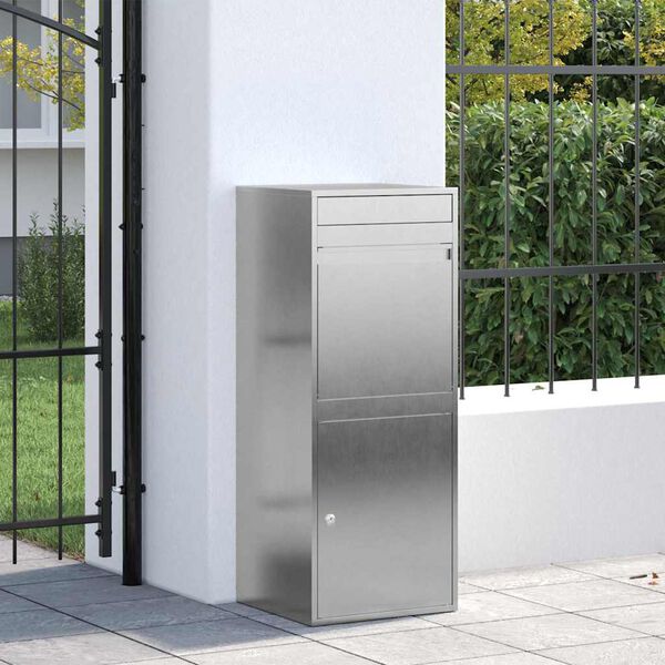 vidaXL Parcel Drop Box Silver 47.5 x 38 x 59 cm Stainless Steel