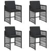 vidaXL Garden Chairs with Cushions 4 pcs Black Poly Rattan