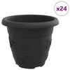 vidaXL Round Flower Pot 24 pcs Black &Oslash; 26 x 21.5 cm Plastic