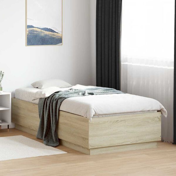 vidaXL Bed Frame without Mattress Sonoma Oak 100x200 cm