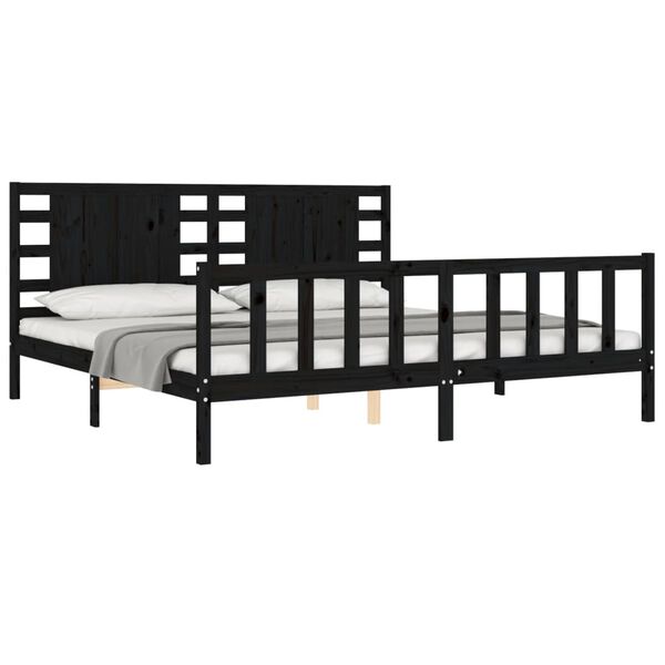 vidaXL Bed Frame without Mattress Black 200x200 cm Solid Wood Pine