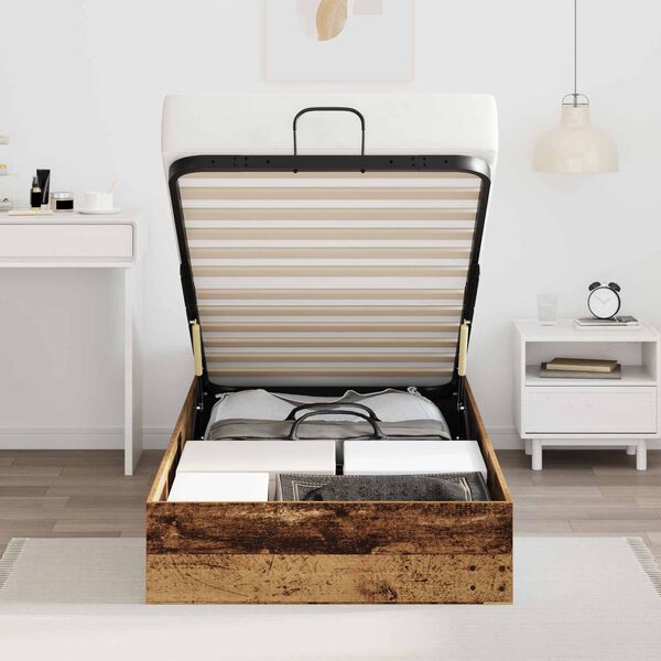 vidaXL Ottoman Bed Frame Old Wood 80.5 x 200 cm Engineered Wood