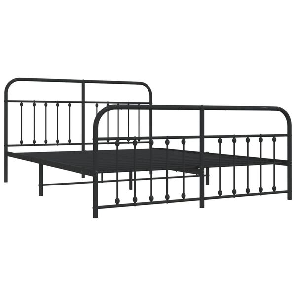 vidaXL Metal Bed Frame without Mattress with Footboard Black 180x200cm